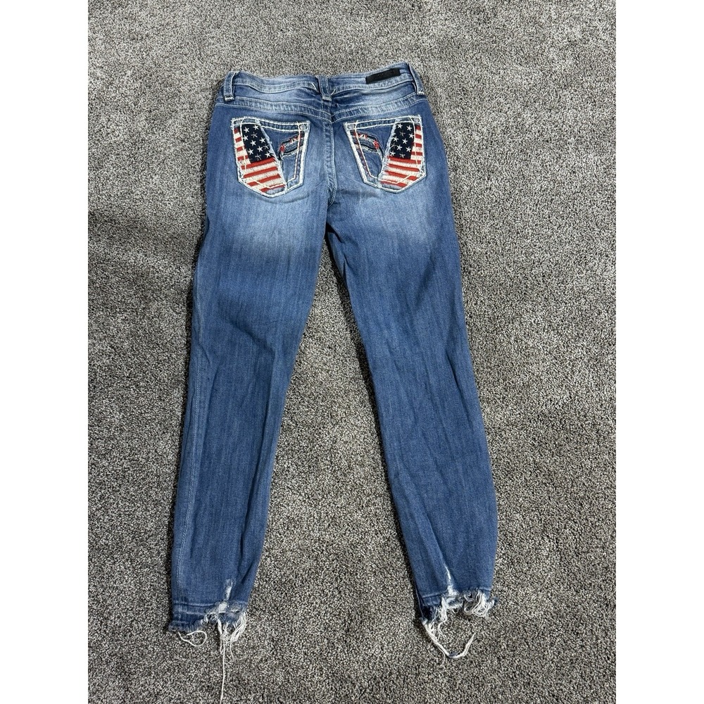 Vigoss American Flag Distressed Embroidered Patriotic Jeans Size 4